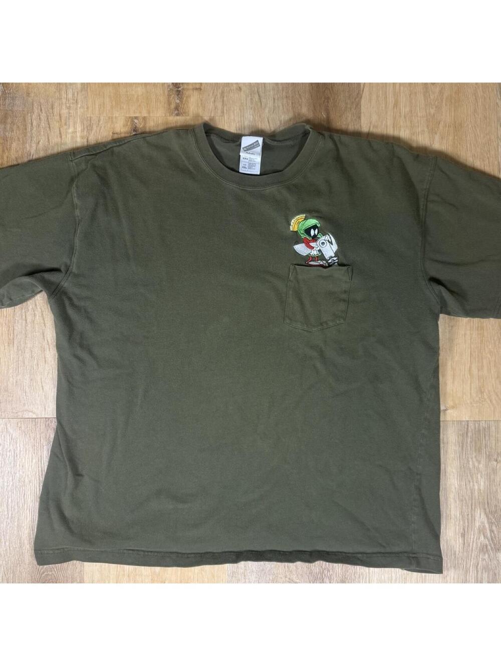 Y2K Looney Tunes Marvin the Martian Green Pocket Tee – Size XXL
